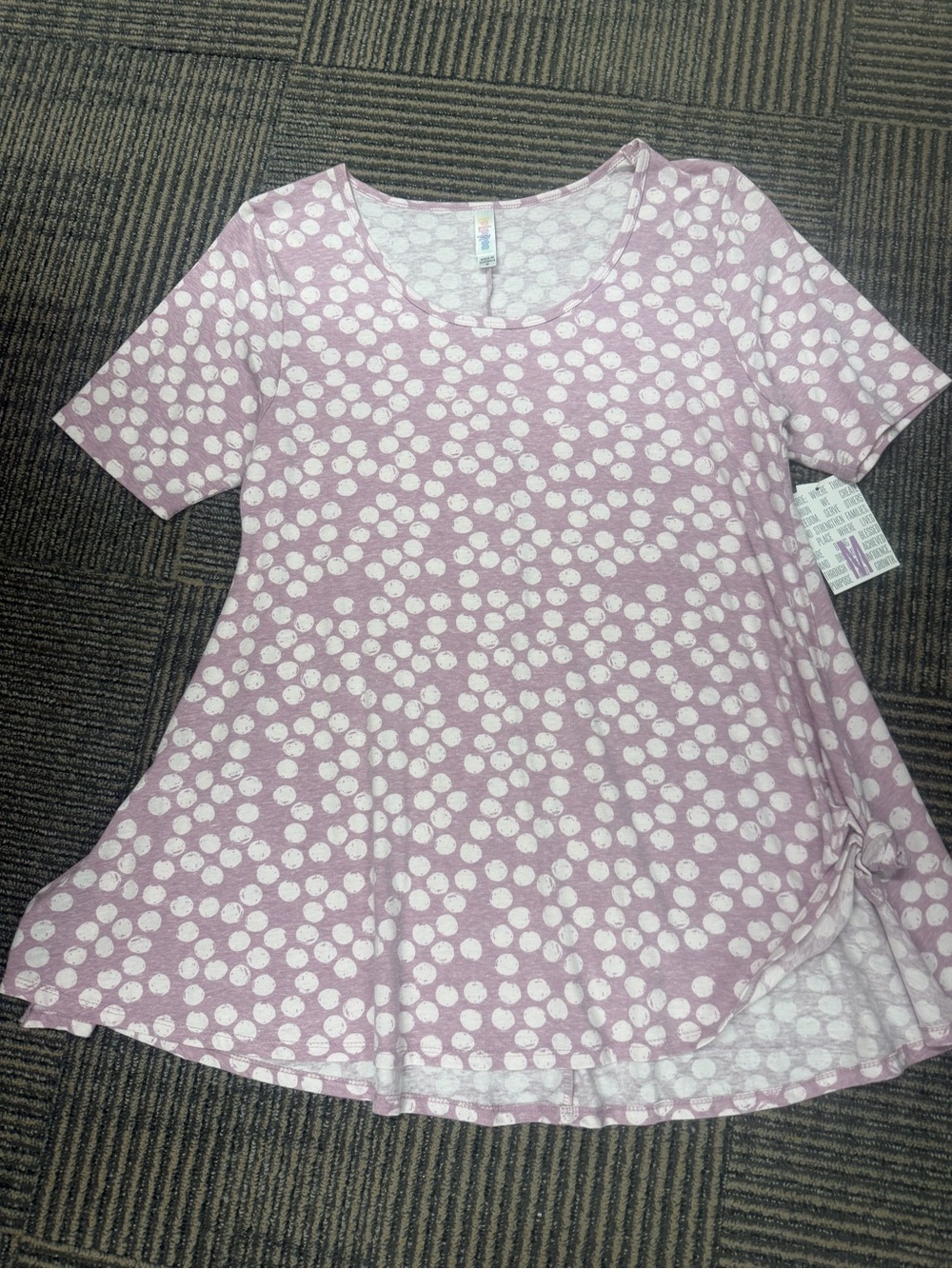 NWT LuLaRoe Perfect T Tunic - Lavender White Polka Dots Sz M